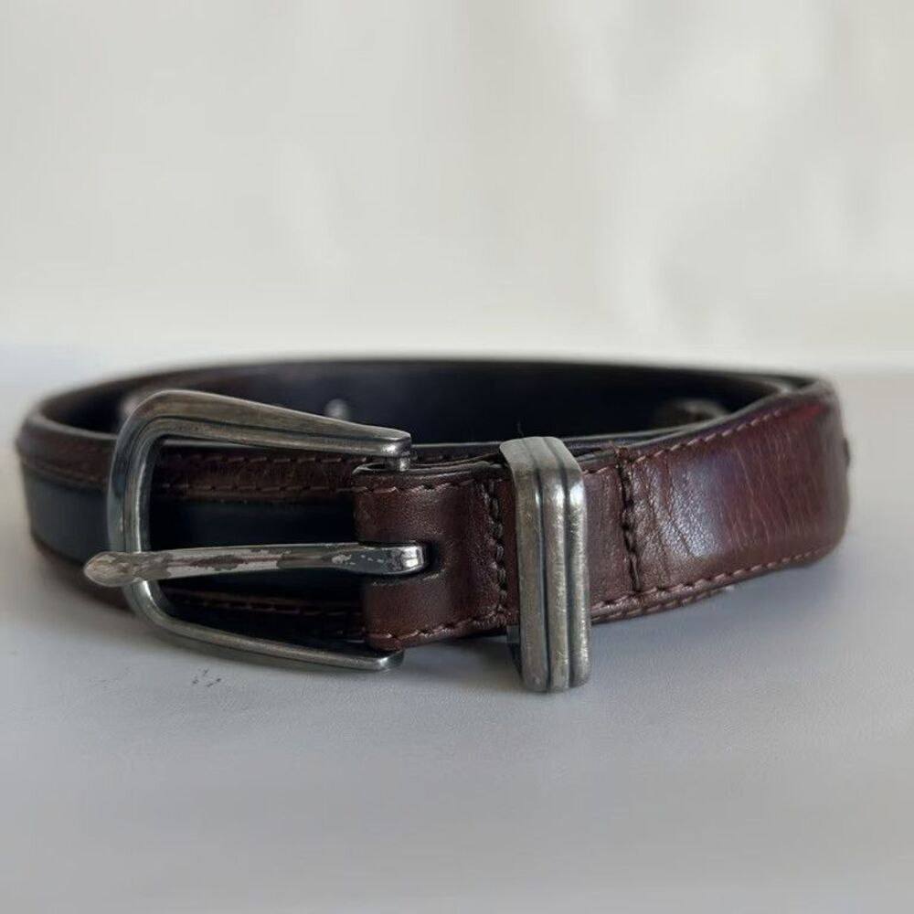 Brighton Onyx Golf Belt Mens Leather Golfer Concho Brown Black Size 38 12000